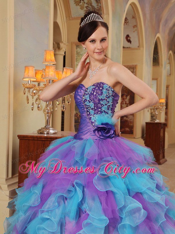 Ball Gown Sweetheart Beading Ruffles Colorful Quinceanera Dresses