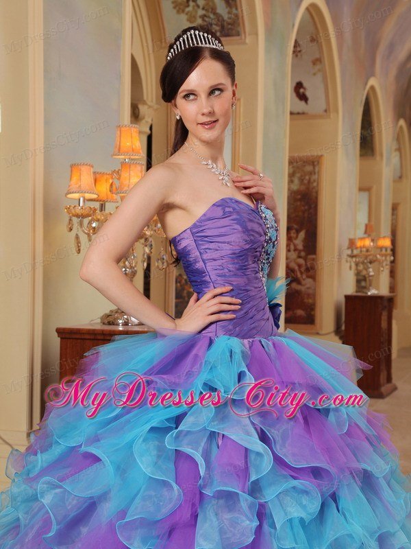 Ball Gown Sweetheart Beading Ruffles Colorful Quinceanera Dresses