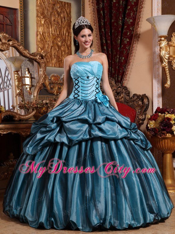 Ball Gown Strapless Hand Made Flower Two-toned Quinceanera Gowns