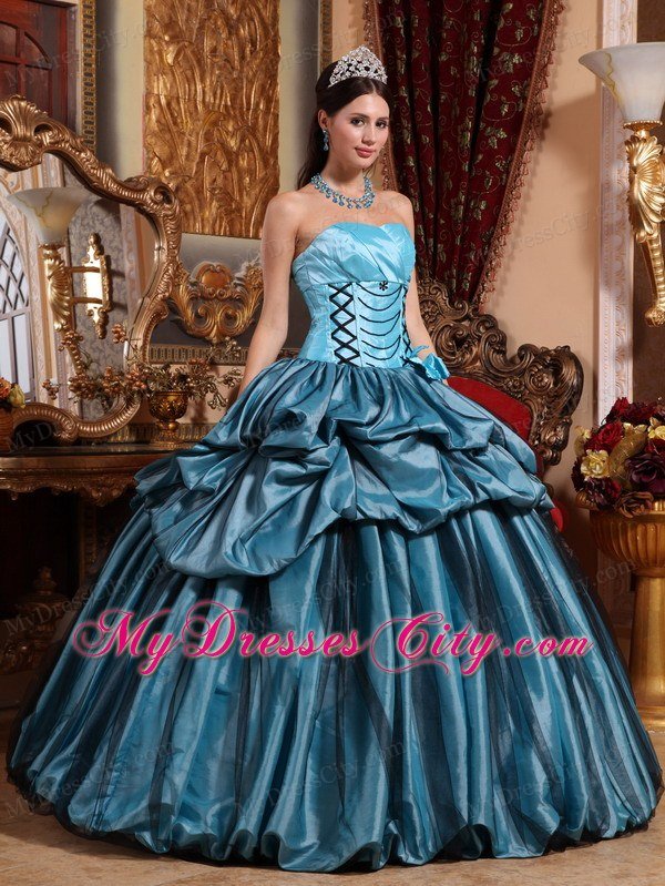 Ball Gown Strapless Hand Made Flower Two-toned Quinceanera Gowns