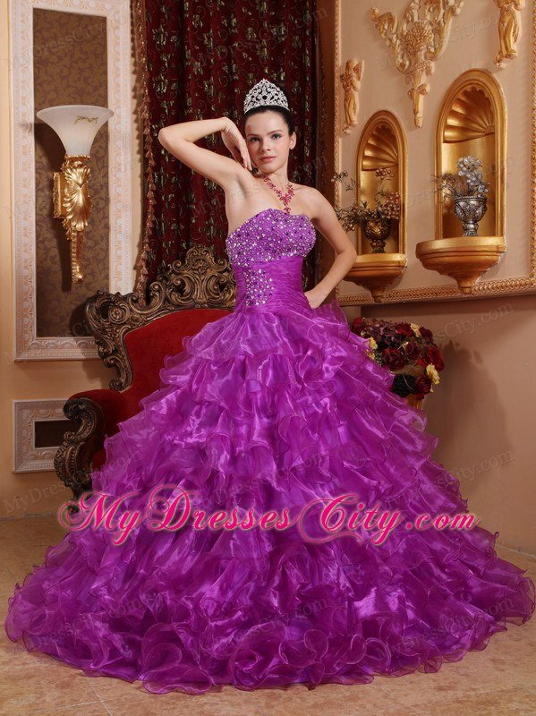 Purple Organza Beading Dress for Sweet 16 with Ruffles in 2013