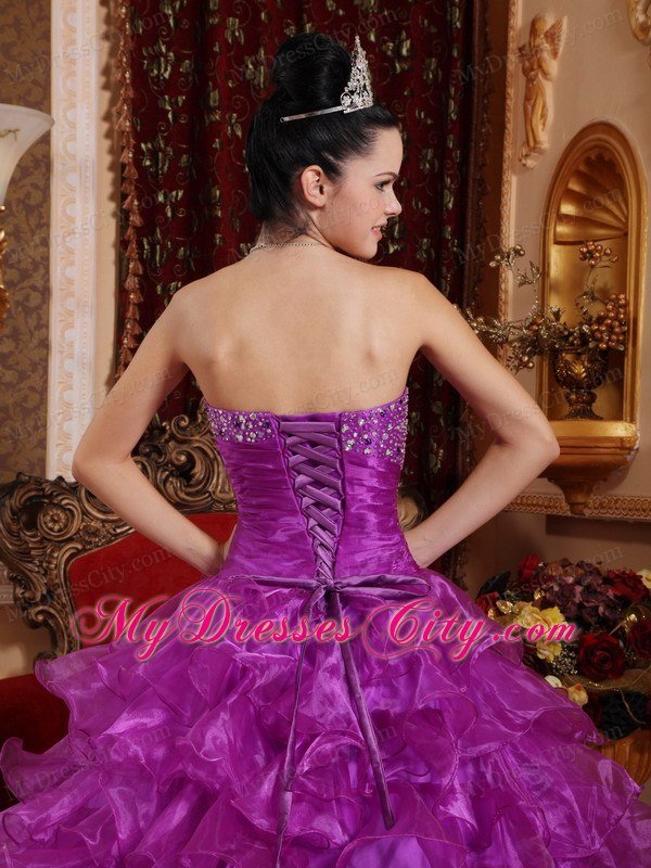 Purple Organza Beading Dress for Sweet 16 with Ruffles in 2013