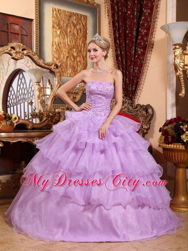 Lavender Ball Gown 2013 Organza Quinceanera Dress with Beading