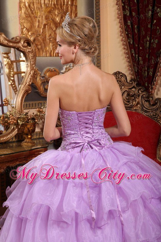 Lavender Ball Gown 2013 Organza Quinceanera Dress with Beading