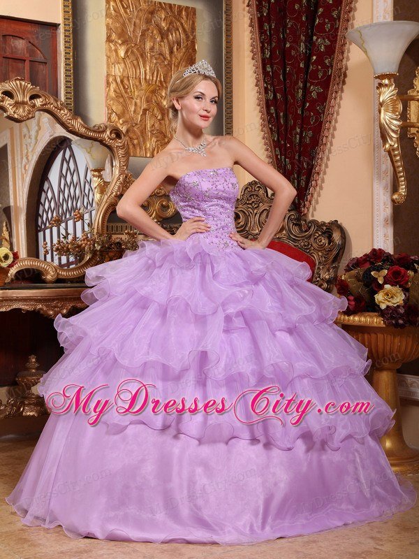 Lavender Ball Gown 2013 Organza Quinceanera Dress with Beading