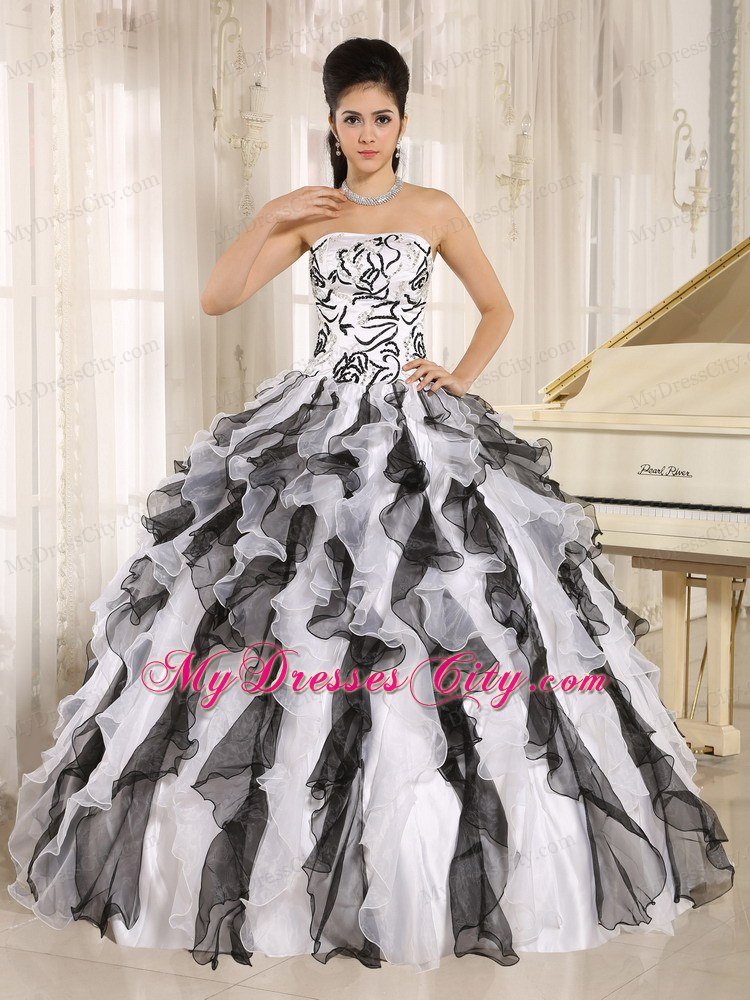 Multi-color Organza Appliques Ruffles Quinceanera Dress for Girl