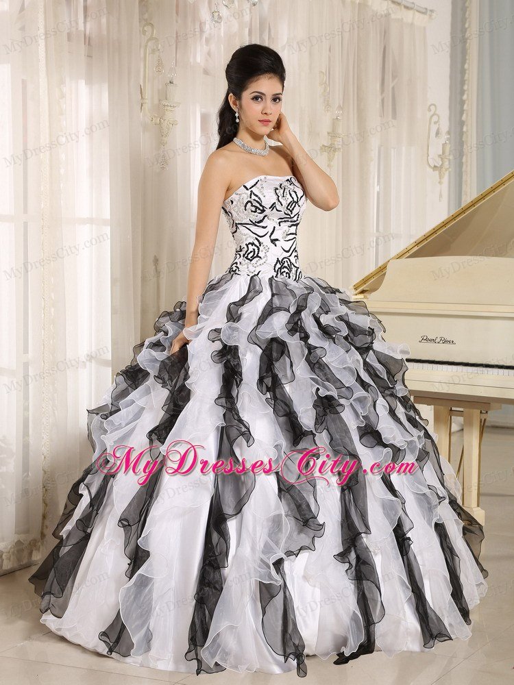 Multi-color Organza Appliques Ruffles Quinceanera Dress for Girl