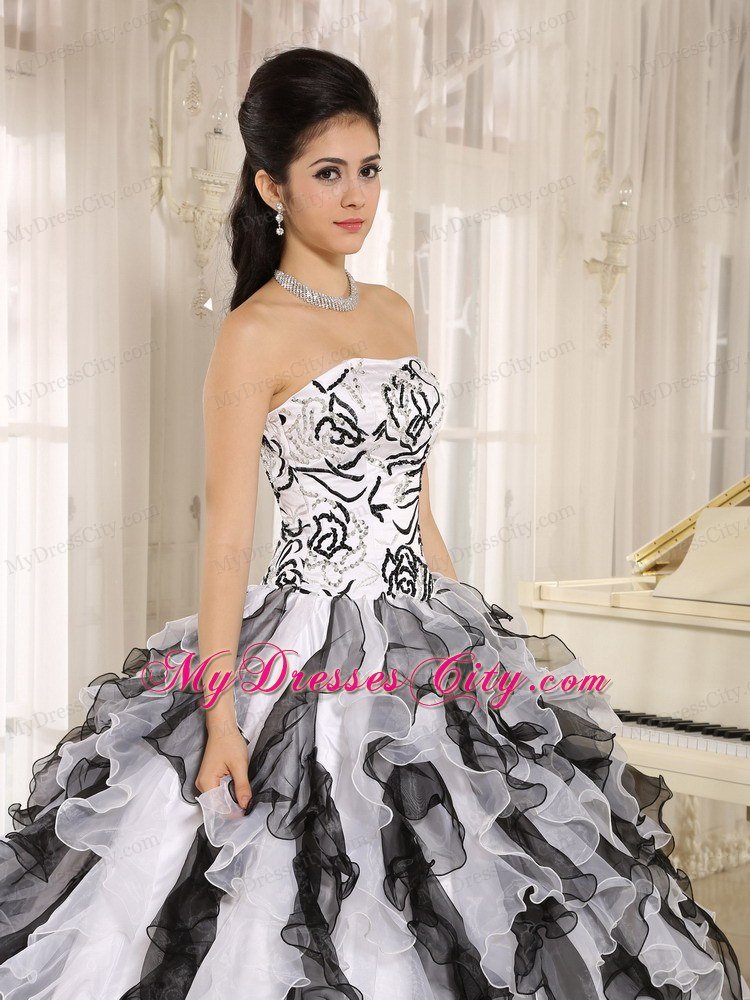 Multi-color Organza Appliques Ruffles Quinceanera Dress for Girl