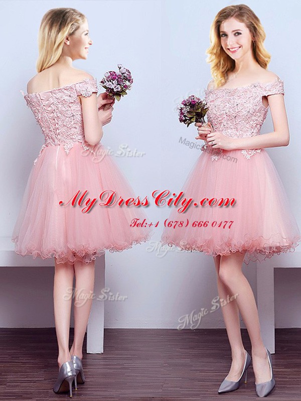 Enchanting Off The Shoulder Sleeveless Tulle Quinceanera Court Dresses Beading and Lace Lace Up