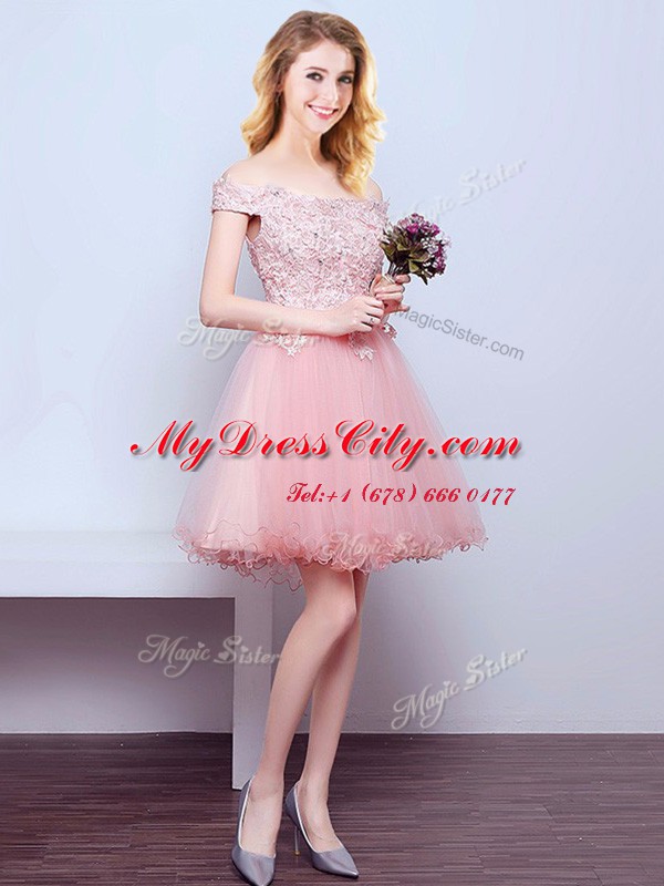 Enchanting Off The Shoulder Sleeveless Tulle Quinceanera Court Dresses Beading and Lace Lace Up