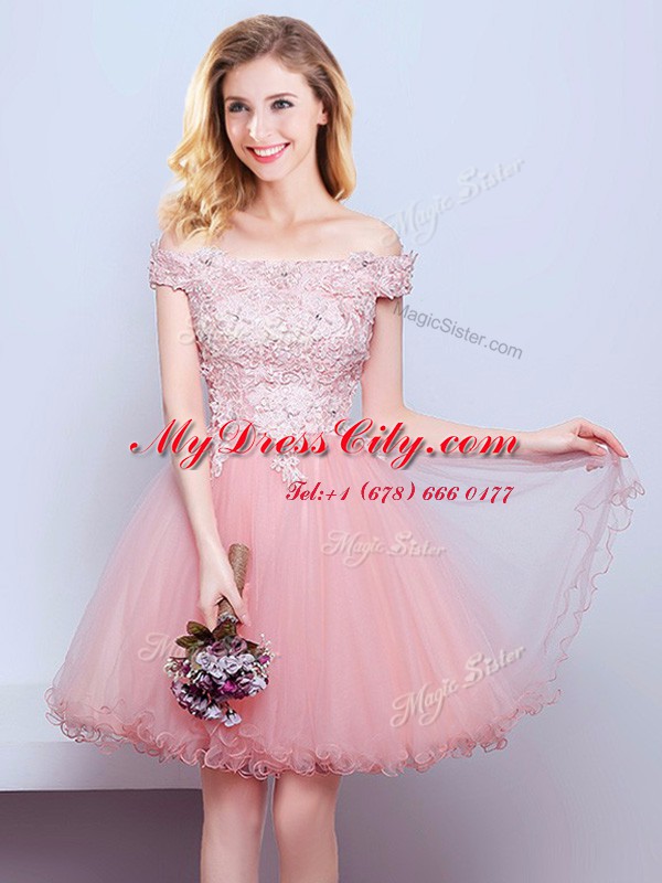 Enchanting Off The Shoulder Sleeveless Tulle Quinceanera Court Dresses Beading and Lace Lace Up