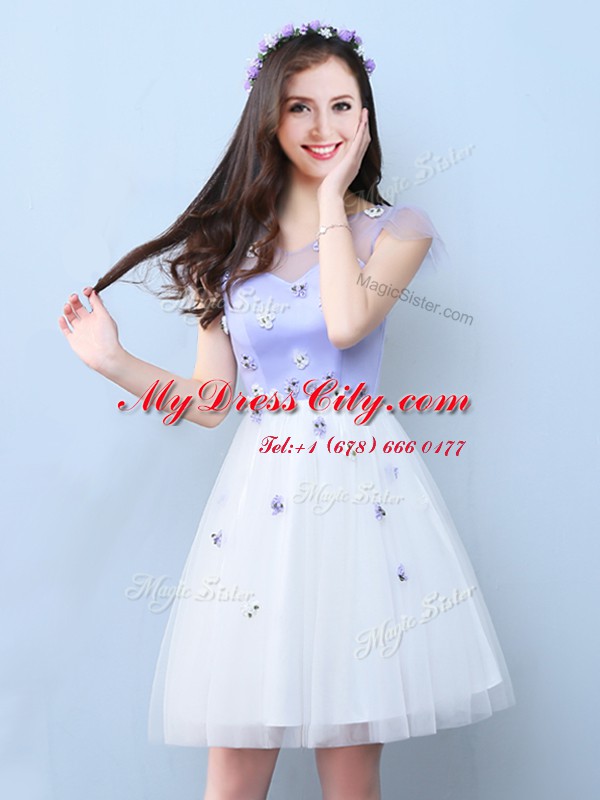 High Class White Court Dresses for Sweet 16 Prom and Party and For with Appliques V-neck Sleeveless Lace Up