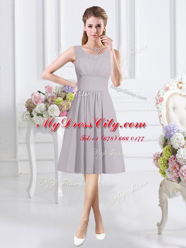 Nice Scoop Sleeveless Chiffon Bridesmaid Dresses Ruching Zipper