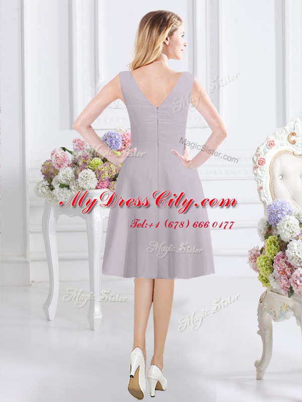 Nice Scoop Sleeveless Chiffon Bridesmaid Dresses Ruching Zipper