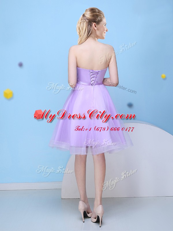 Lavender Sweetheart Neckline Bowknot Quinceanera Court of Honor Dress Sleeveless Lace Up