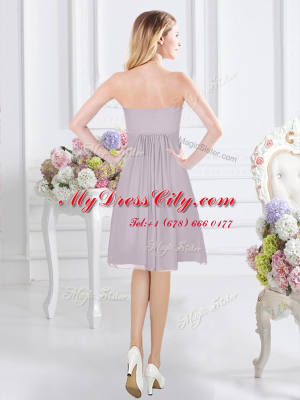 Top Selling Sweetheart Sleeveless Side Zipper Bridesmaid Gown Grey Chiffon