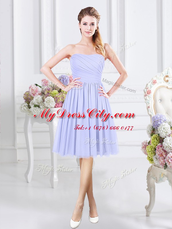 Discount Lavender Sleeveless Chiffon Side Zipper Vestidos de Damas for Prom and Party and Wedding Party