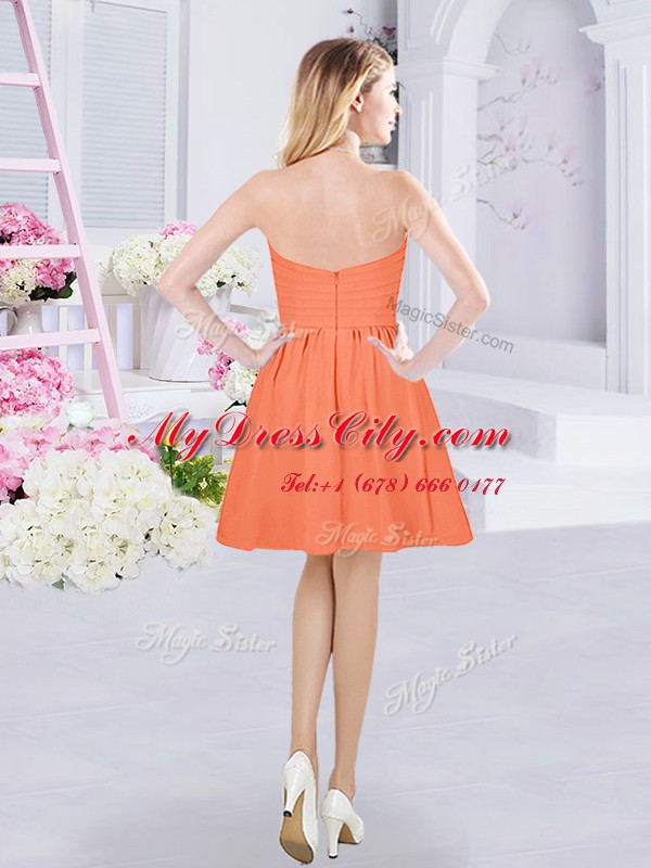 Beautiful Mini Length A-line Sleeveless Orange Court Dresses for Sweet 16 Zipper