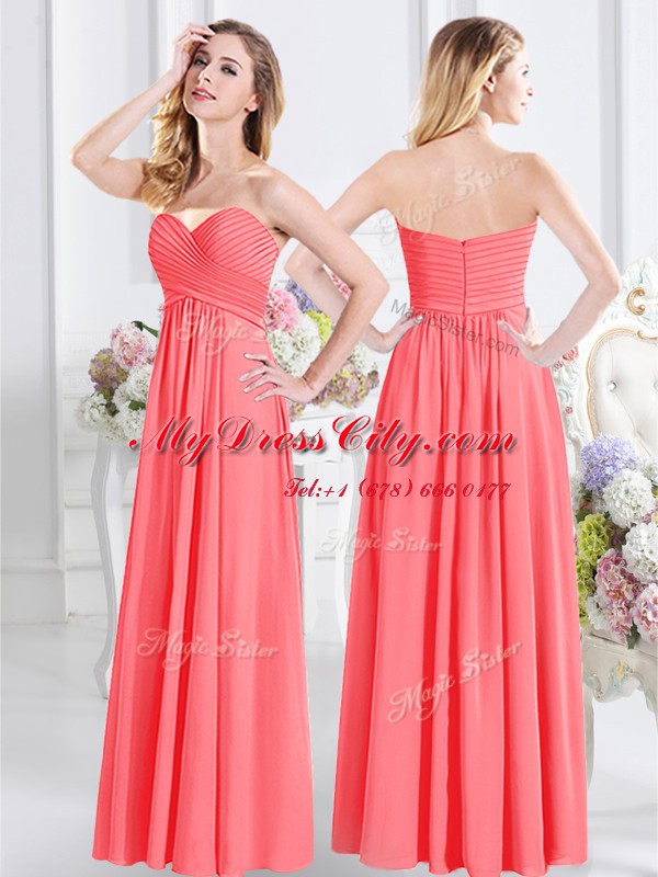 Sleeveless Zipper Floor Length Lace and Ruching Dama Dress for Quinceanera