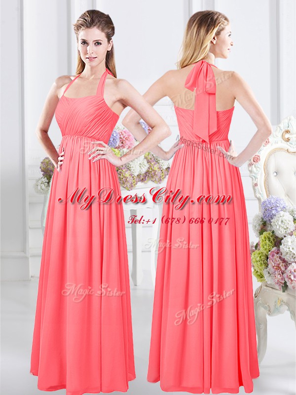 Sleeveless Zipper Floor Length Lace and Ruching Dama Dress for Quinceanera