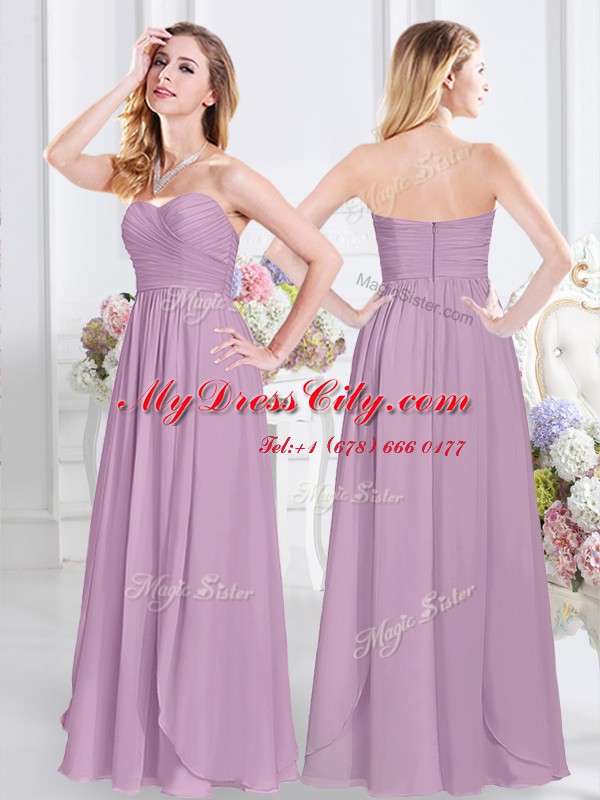 Adorable Lavender Quinceanera Dama Dress Prom and Party and Wedding Party and For with Beading and Ruching Sweetheart Cap Sleeves Zipper