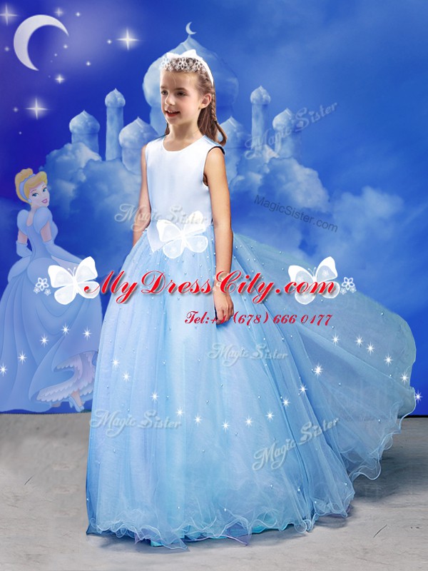 Off the Shoulder Light Blue Sleeveless Tulle Court Train Zipper Quinceanera Gown for Sweet 16 and Quinceanera