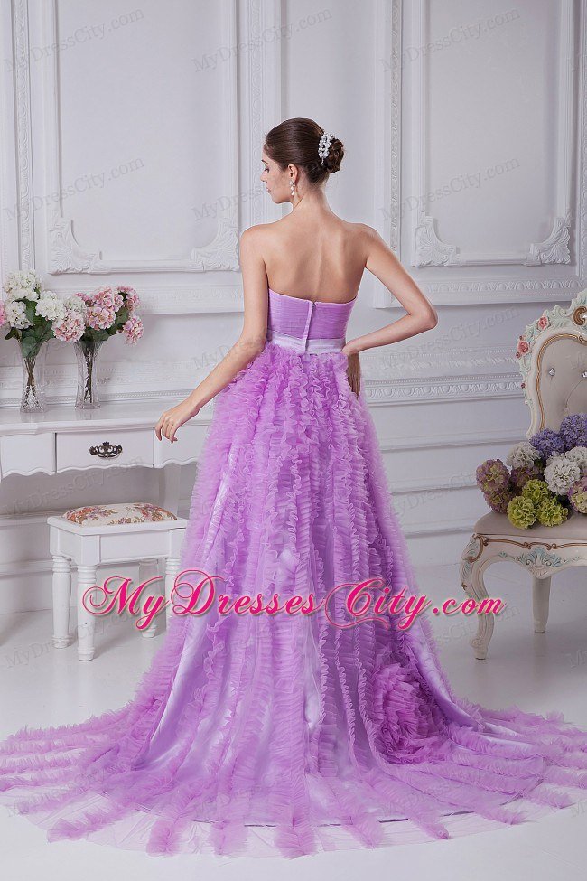 Lavender Beading and Ruffles Decorate Celebrity Dress For 2013