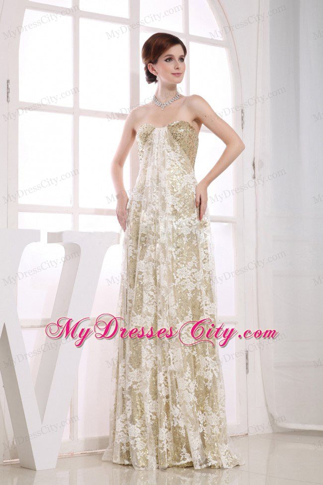 2014 Stylish Champagne Celebrity Dress with Lace and Sequins