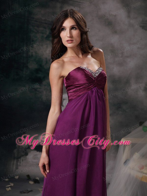 Dark Purple Celebrity Dress Empire Beading Sweetheart Chiffon Floor-length