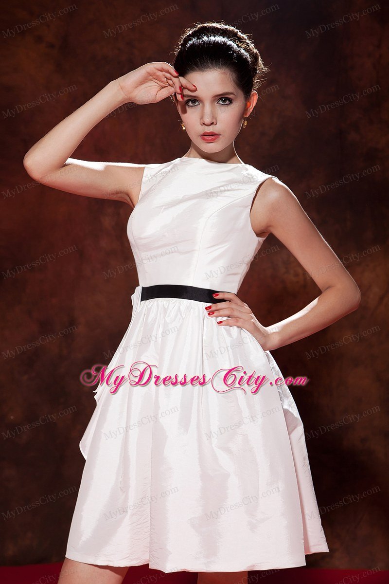 White Prom Dress Bateau Mini-length with Exposited Zipper Back