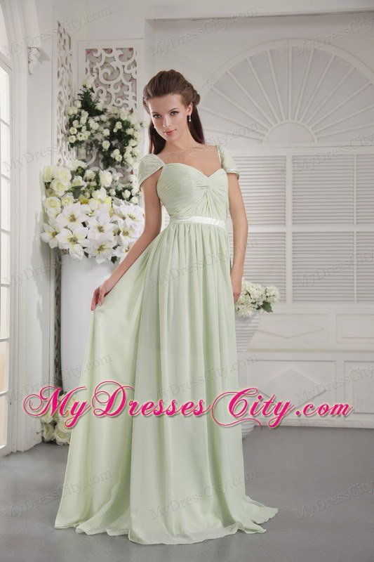 Apple Green Off The Shoulder Brush Train Prom Dress