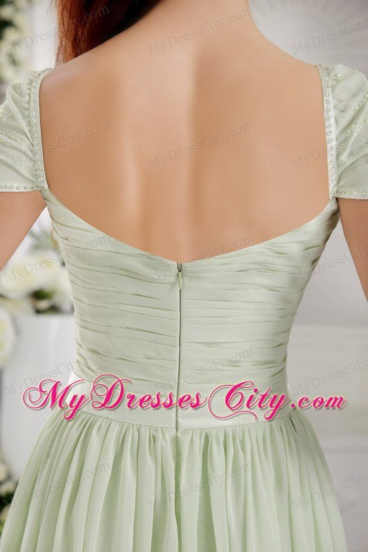 Apple Green Off The Shoulder Brush Train Prom Dress