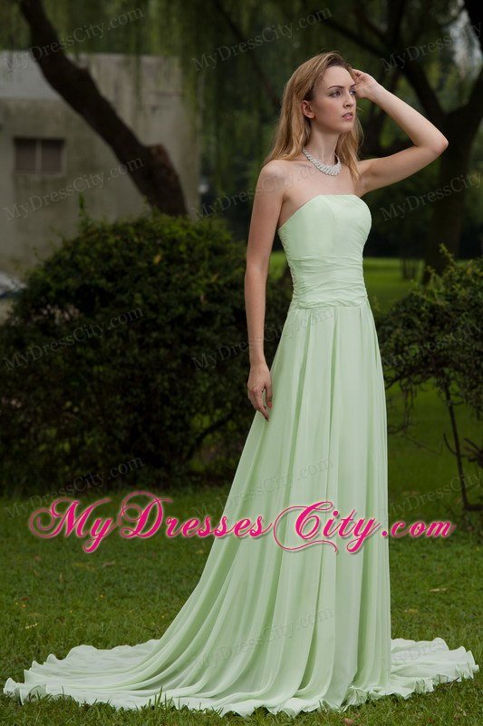 Apple Green Empire Strapless Celebrity Dress with Court Train