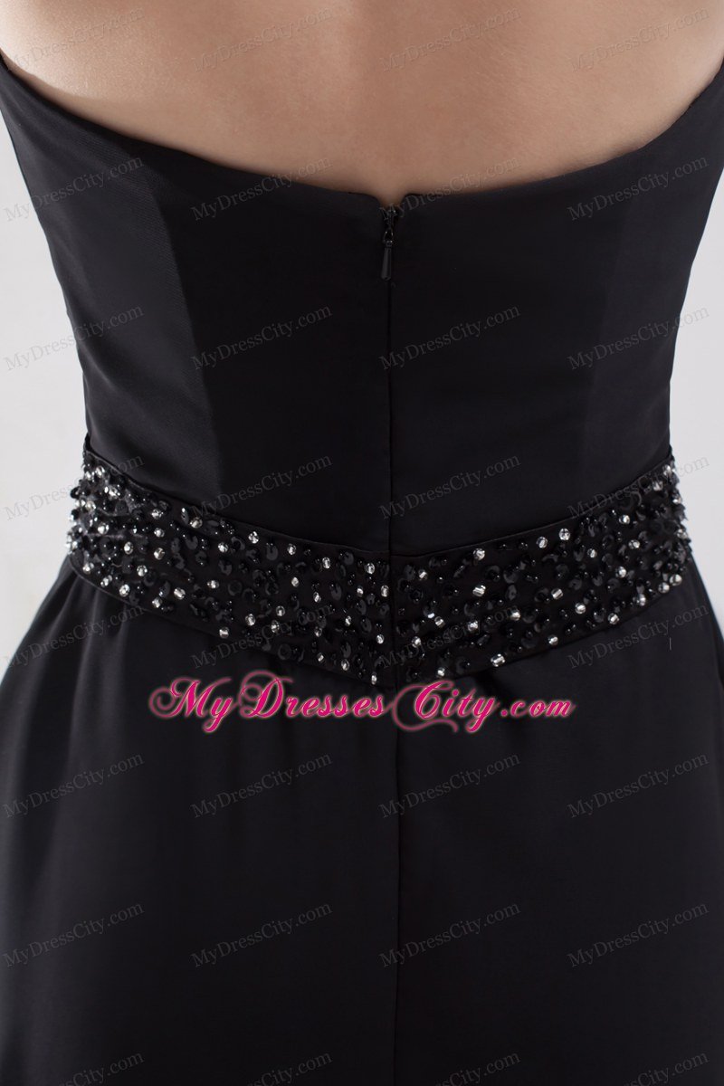 Mermaid Beading Celebrity Dress with Cool Neckline in Black