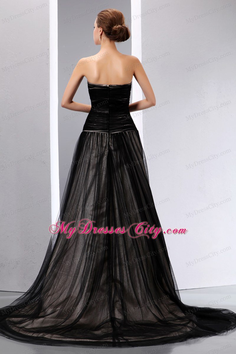 Pleated Empire Sweetheart Dress for Celebrity in Black