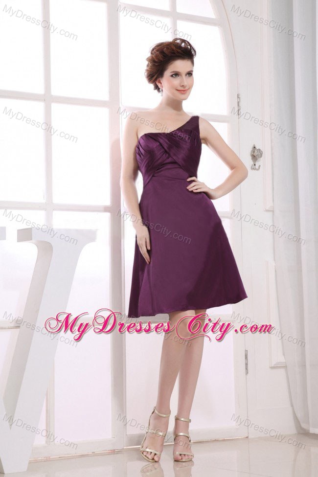 Famous Purple One Shoulder Neckline Knee-length Maternity Bridesmaid Dress