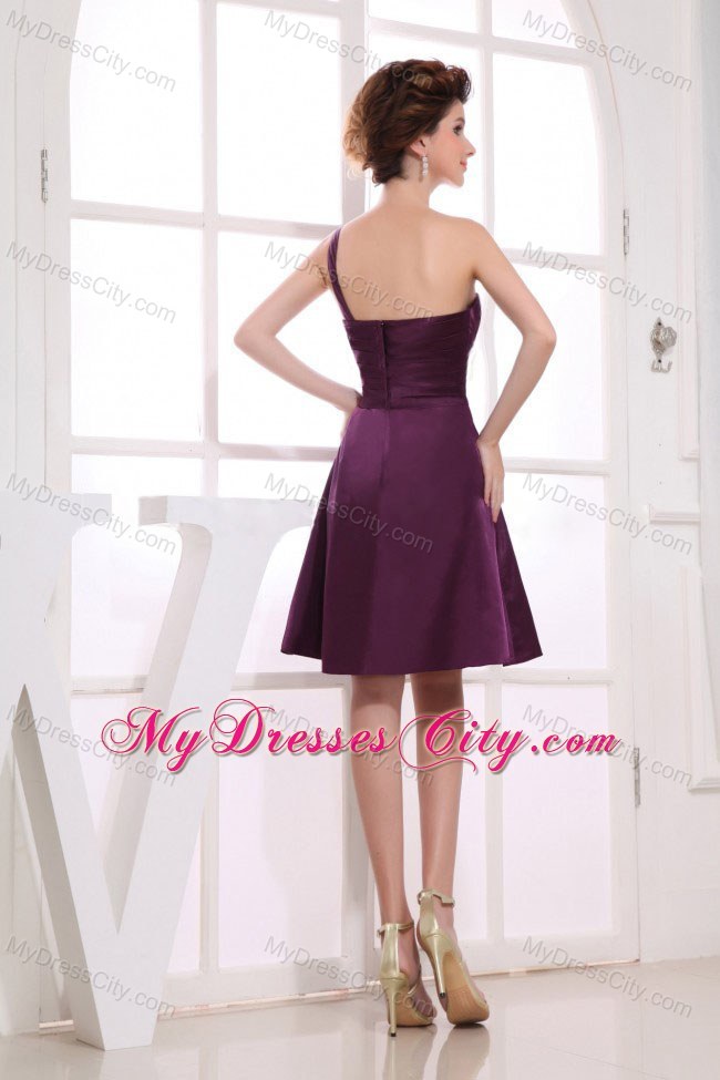 Famous Purple One Shoulder Neckline Knee-length Maternity Bridesmaid Dress