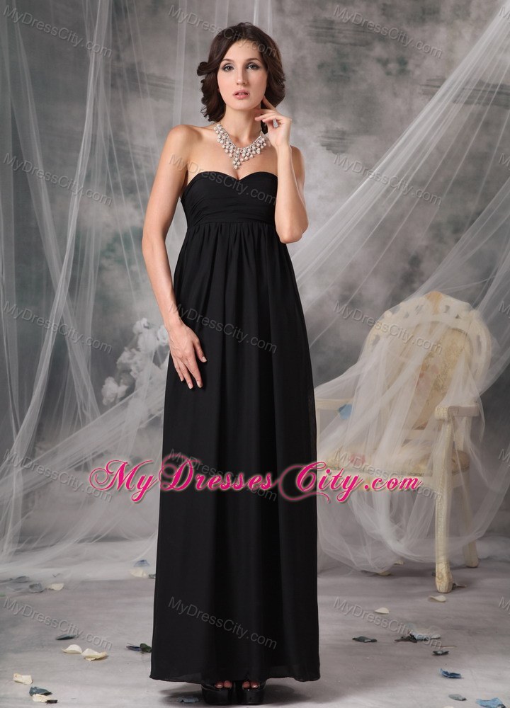 Plus Size Black Sweetheart Empire Chiffon Bridesmaid Dresses Ankle-length