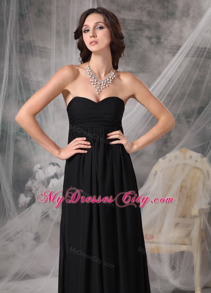 Plus Size Black Sweetheart Empire Chiffon Bridesmaid Dresses Ankle-length