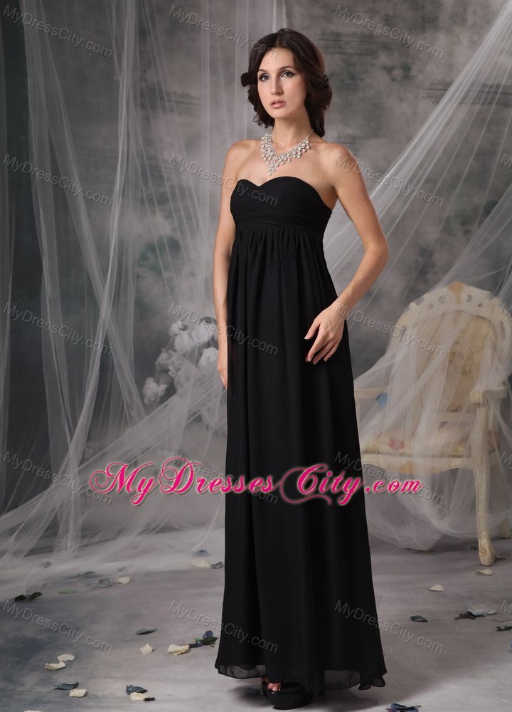 Plus Size Black Sweetheart Empire Chiffon Bridesmaid Dresses Ankle-length