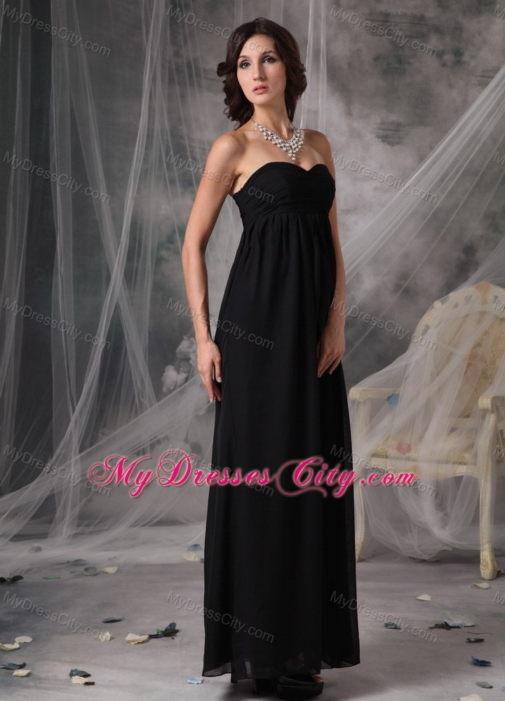 Plus Size Black Sweetheart Empire Chiffon Bridesmaid Dresses Ankle-length