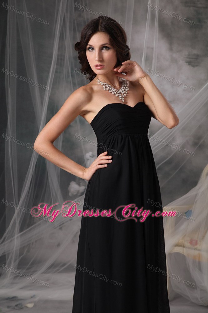 Plus Size Black Sweetheart Empire Chiffon Bridesmaid Dresses Ankle-length