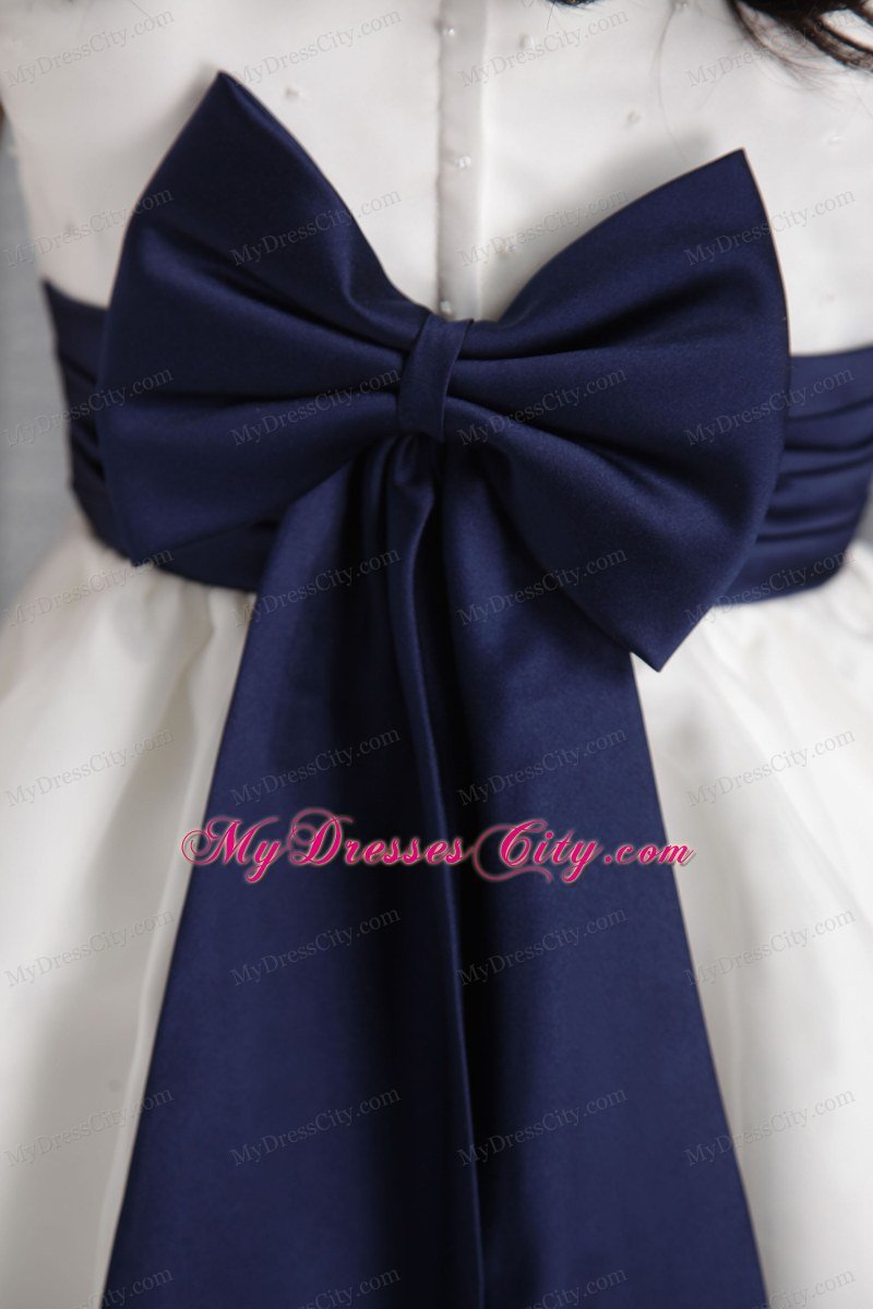 Sheath Style Scoop with sash and Bow Decorate Flower Girl Dress