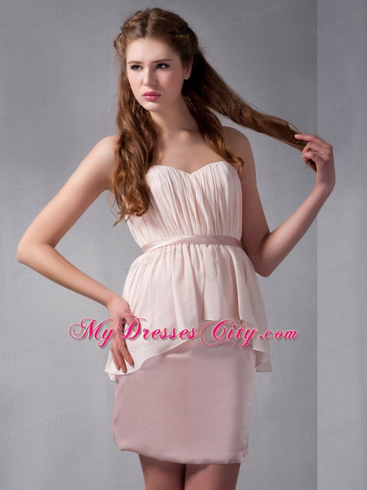 Column Mini-length Chiffon and Taffeta Ruching Homecoming Dress