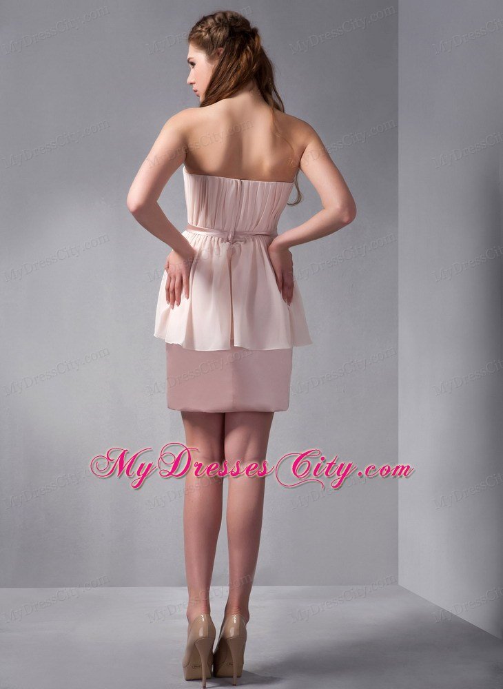 Column Mini-length Chiffon and Taffeta Ruching Homecoming Dress