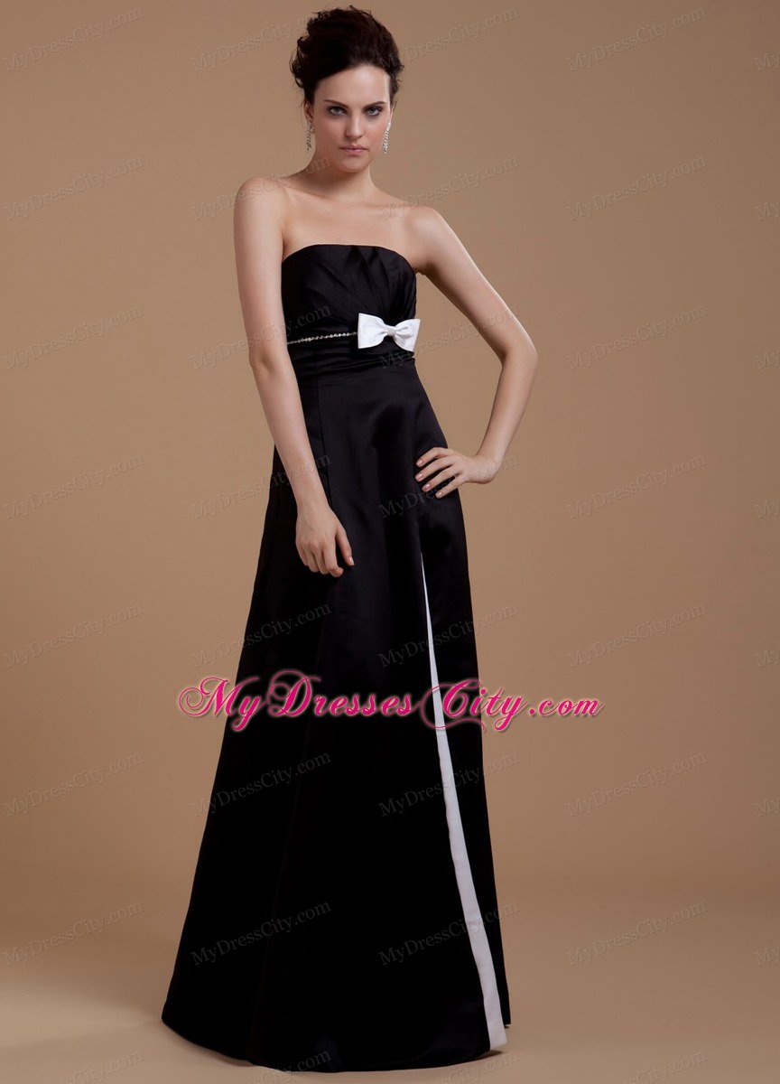 A-Line Strapless Taffeta Long Homecoming Dress with Bowknot