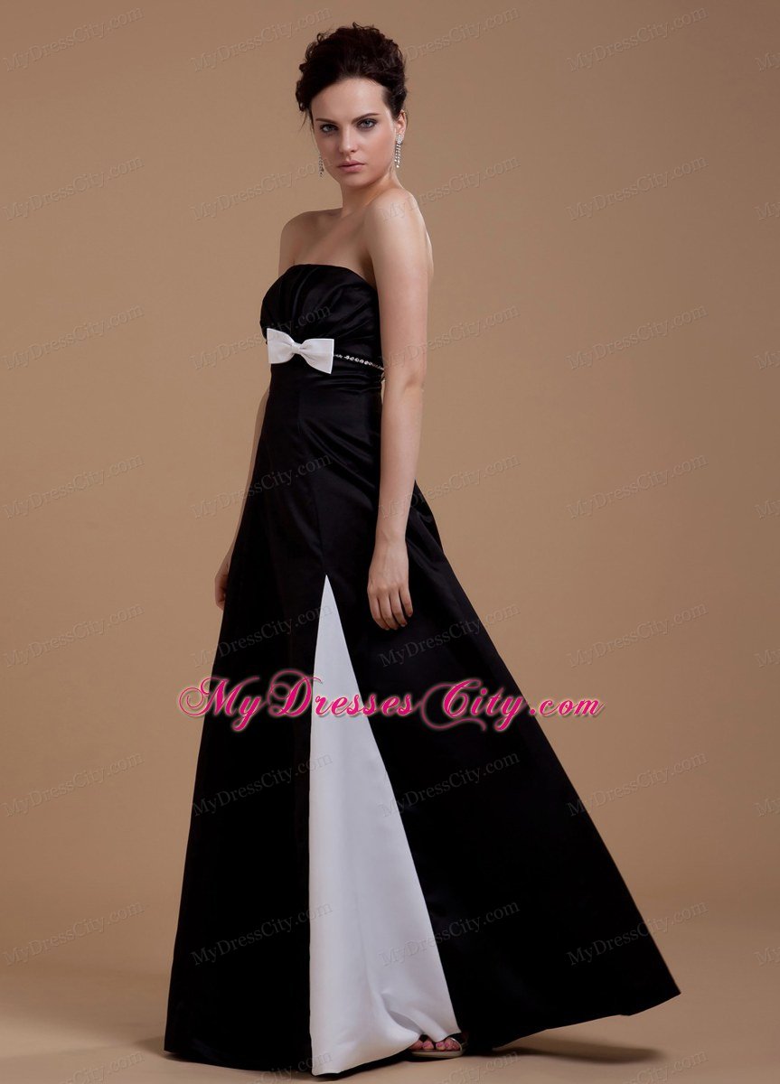 A-Line Strapless Taffeta Long Homecoming Dress with Bowknot