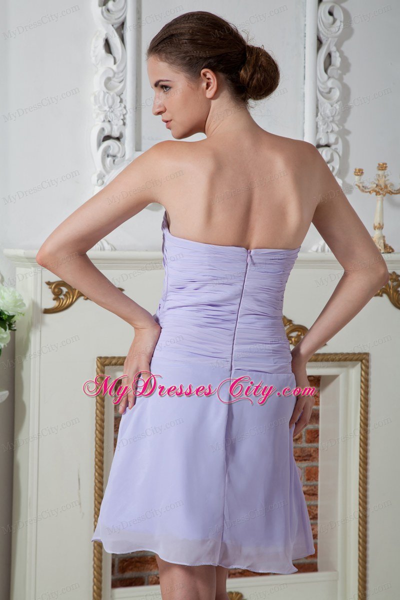 Knee-length Lilac Homecoming Dress with Hand Made Flowers