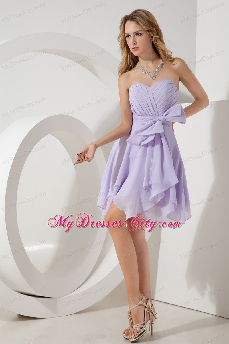 Lilac Mini Sweetheart Chiffon Homecoming Dress with Bowknot