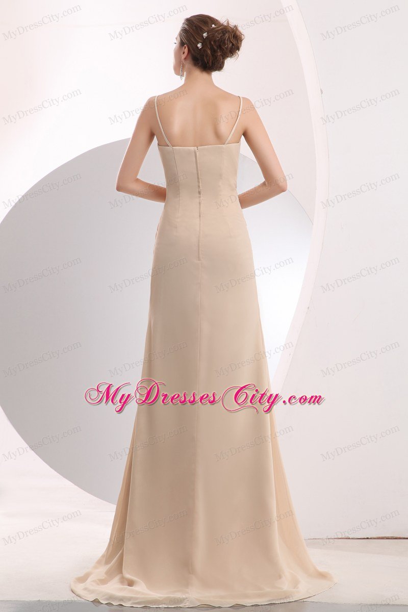 Chiffon Champagne Brush Homecoming Dress with Straps Ruched